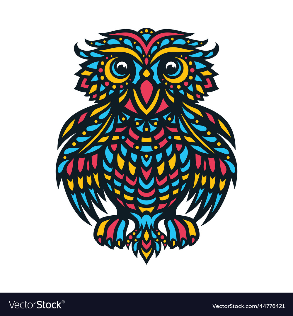 Stylized owl with unusual pattern vector image Stylized owl with unusual pattern