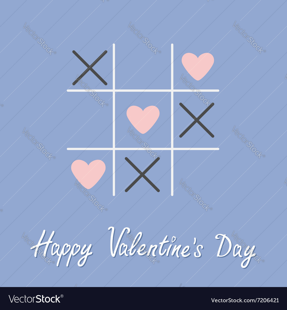 Tic tac toe game with cross and three heart sign