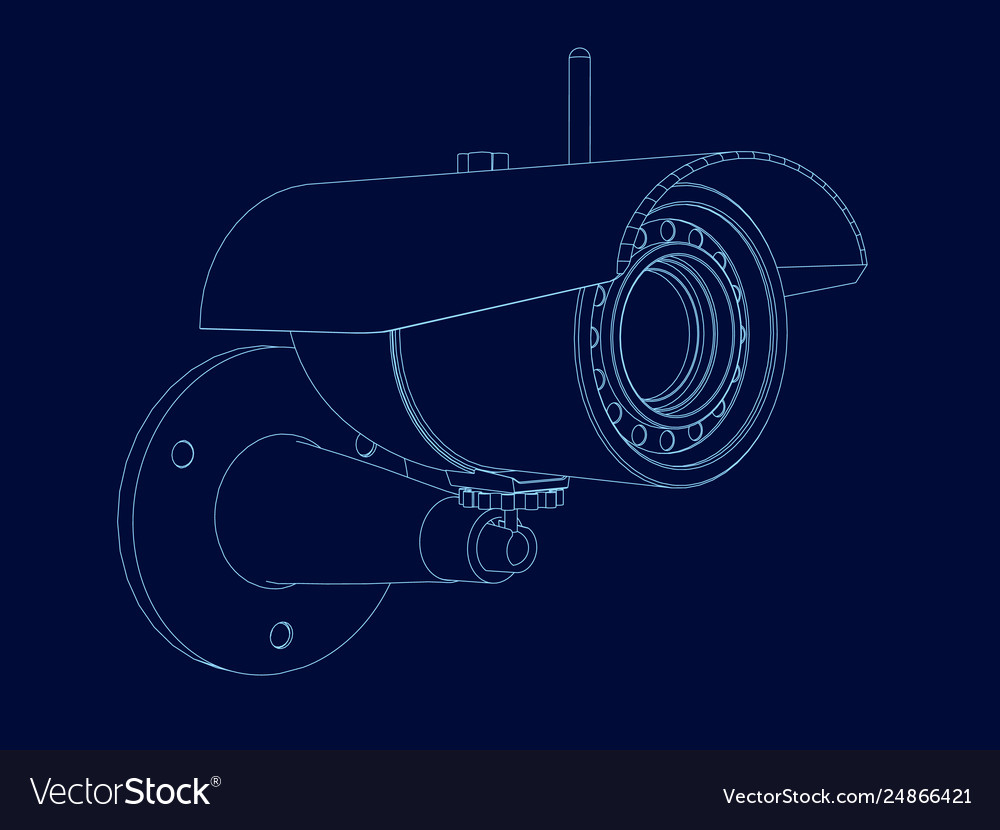 Wireframe camera frame isometric view contour vector image Wireframe camera frame isometric view contour