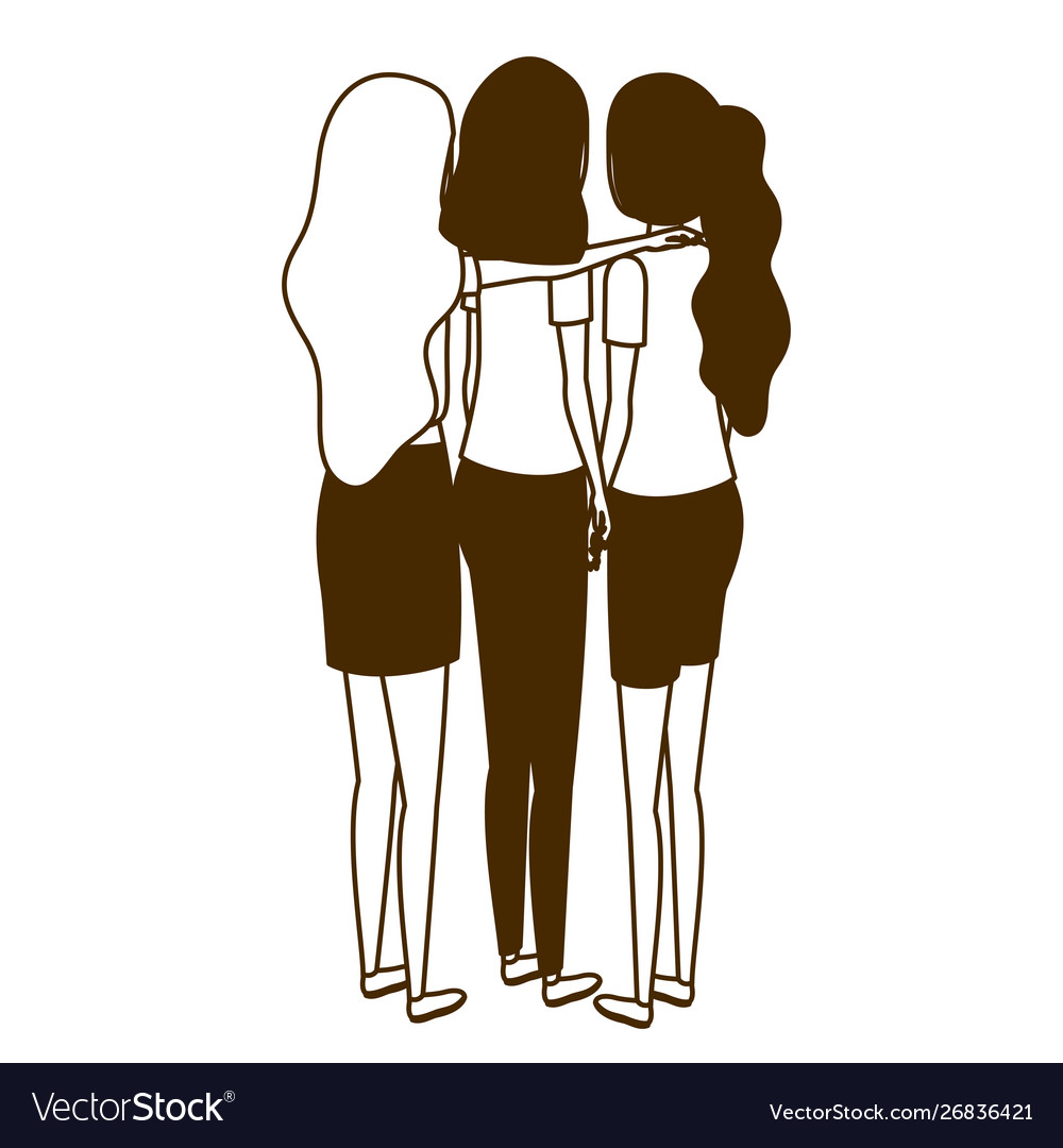 Young Women Back Position On White Background Vector Image