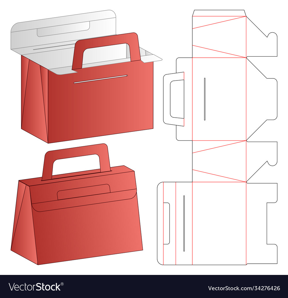 Box packaging die cut template design 3d mock-up Vector Image