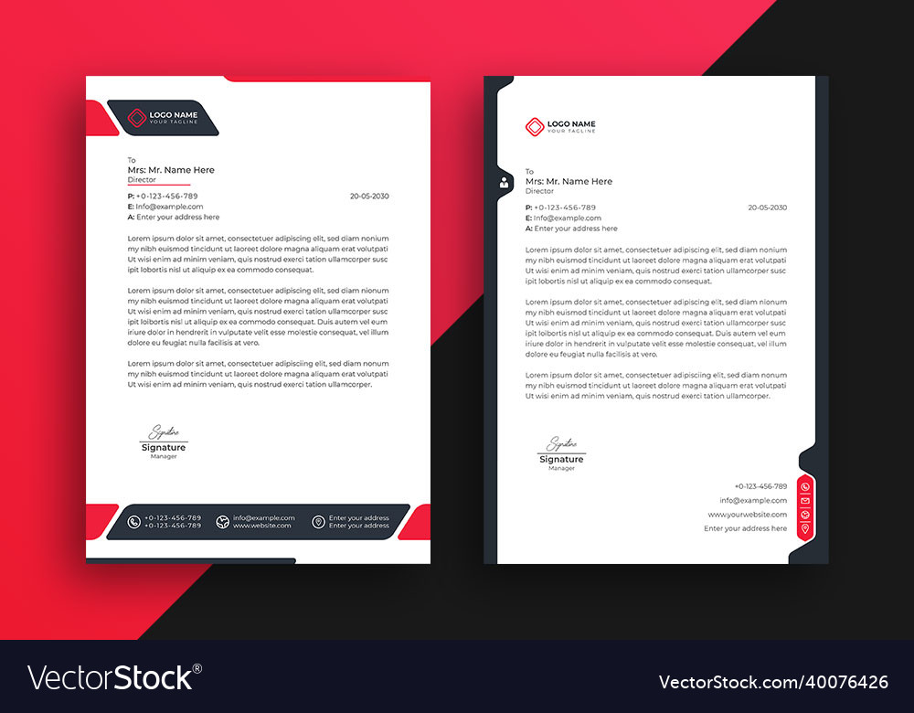 Corporate business letterhead template design Vector Image