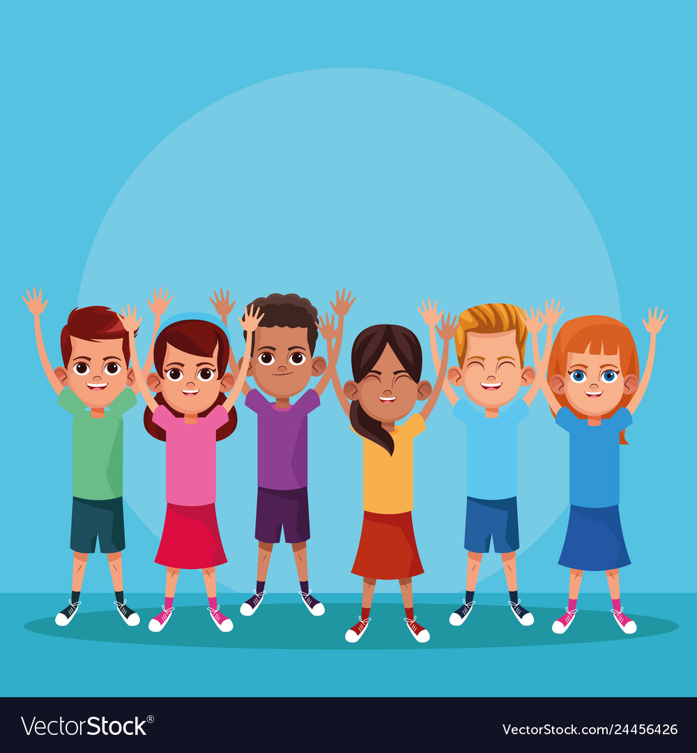 Cute kids smiling with arms up