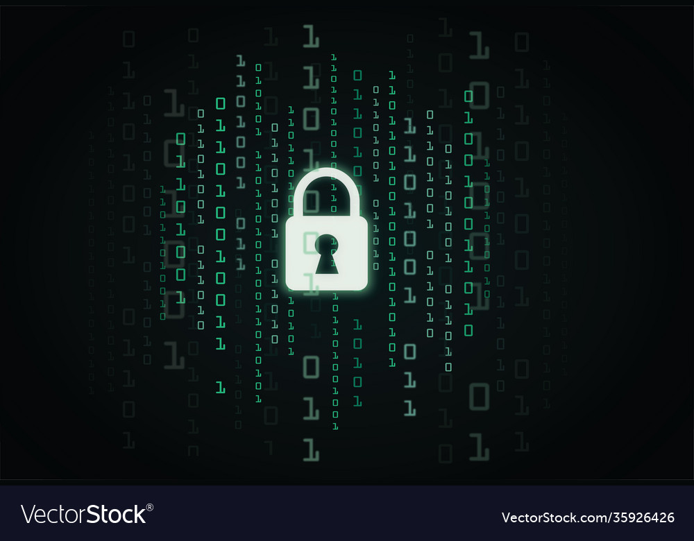 Digitale Schlossschutzzeichen Binärcode Nummer Cyber vector image Digitale Schlossschutzzeichen Binärcode Nummer Cyber