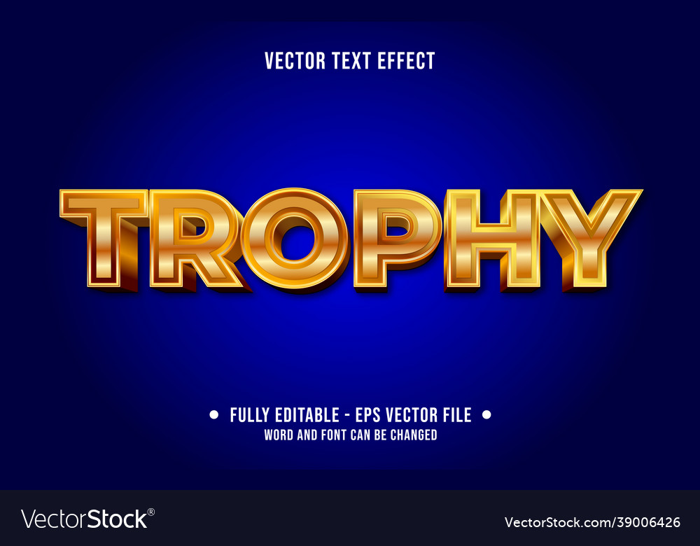 Editable text effect gradient trophy style vector image Editable text effect gradient trophy style