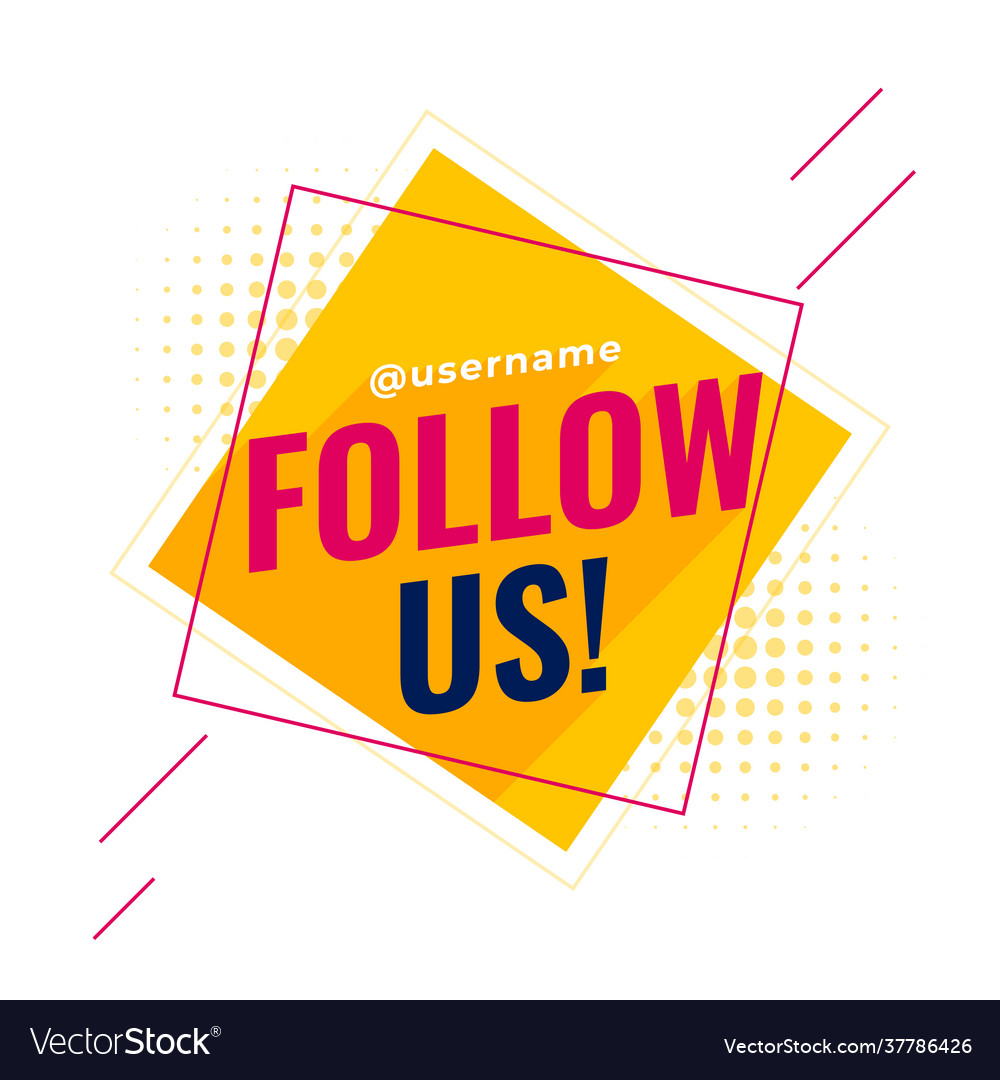 Flat Follow Us Social Media Banner Royalty Free Vector Image