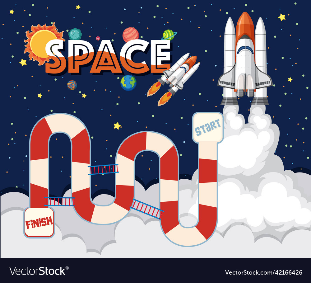 Game template with space theme background vector image Game template with space theme background
