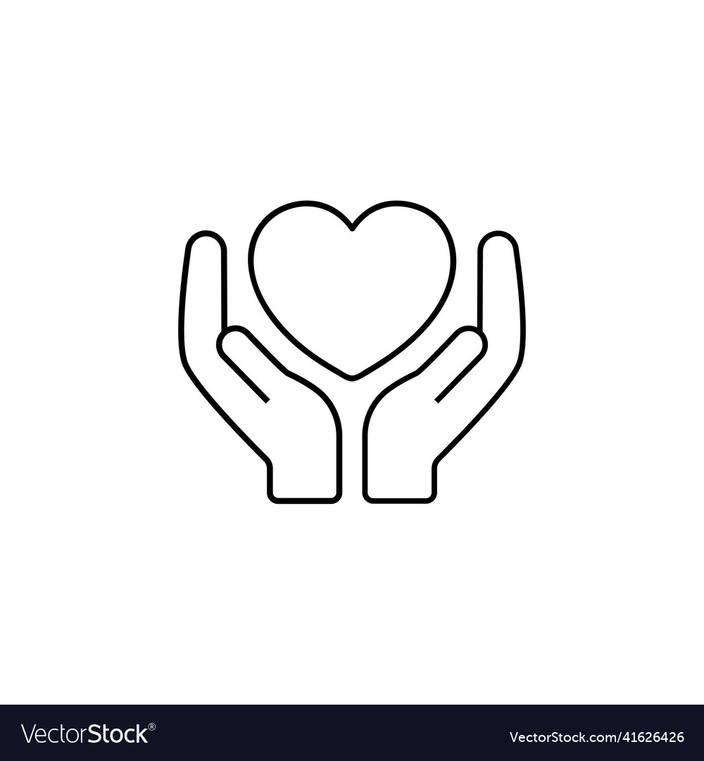 Hands with heart outline icon linear style sign