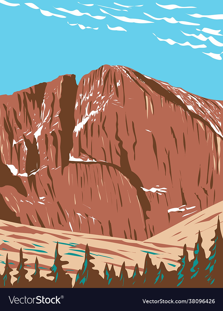 Longs peak in northern front range Royalty Free Vector Image