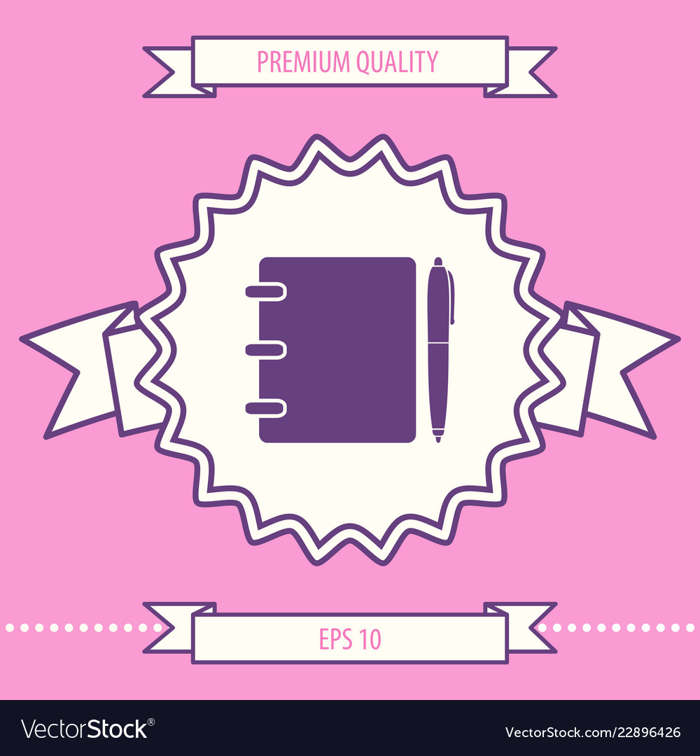 Notebook address phone book with pen symbol icon vector image Notebook address phone book with pen symbol icon