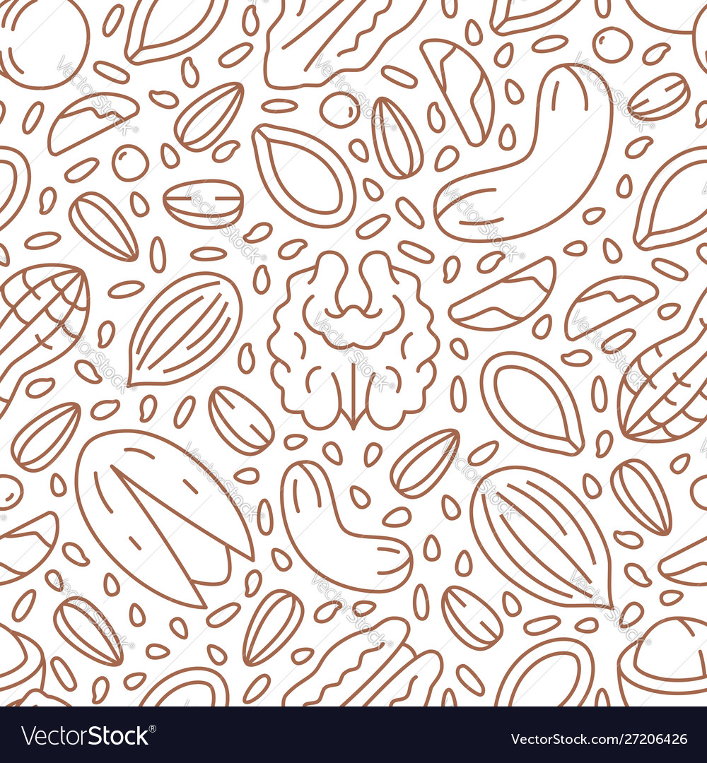 Nut Seamless Pattern - Natural Seeds
