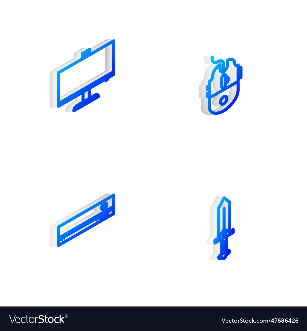 Set isometric line computer mouse gaming monitor vector image Set isometric line computer mouse gaming monitor