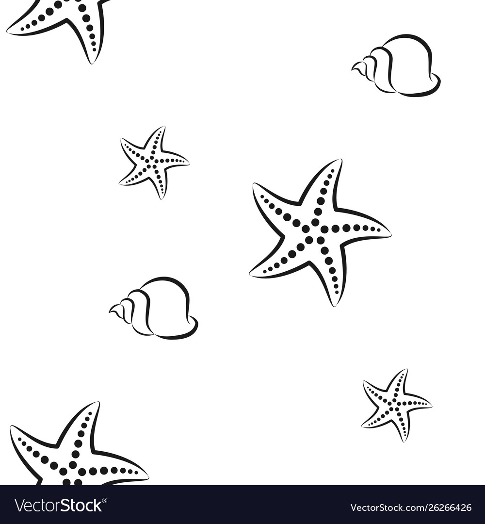 Starfish and shell pattern seamless Vector Image Starfish and shell pattern seamless