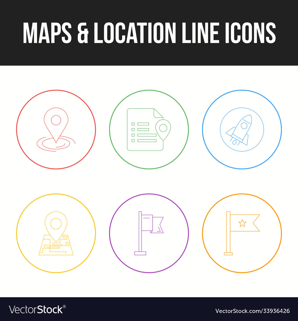 Unique icon set maps location line icons