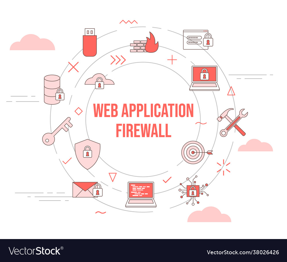 Waf web application firewall concept with icon vector image Waf web application firewall concept with icon
