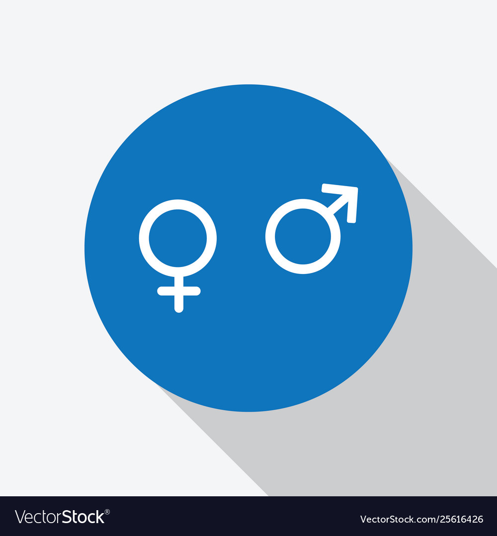 White separated gender icon in blue circle