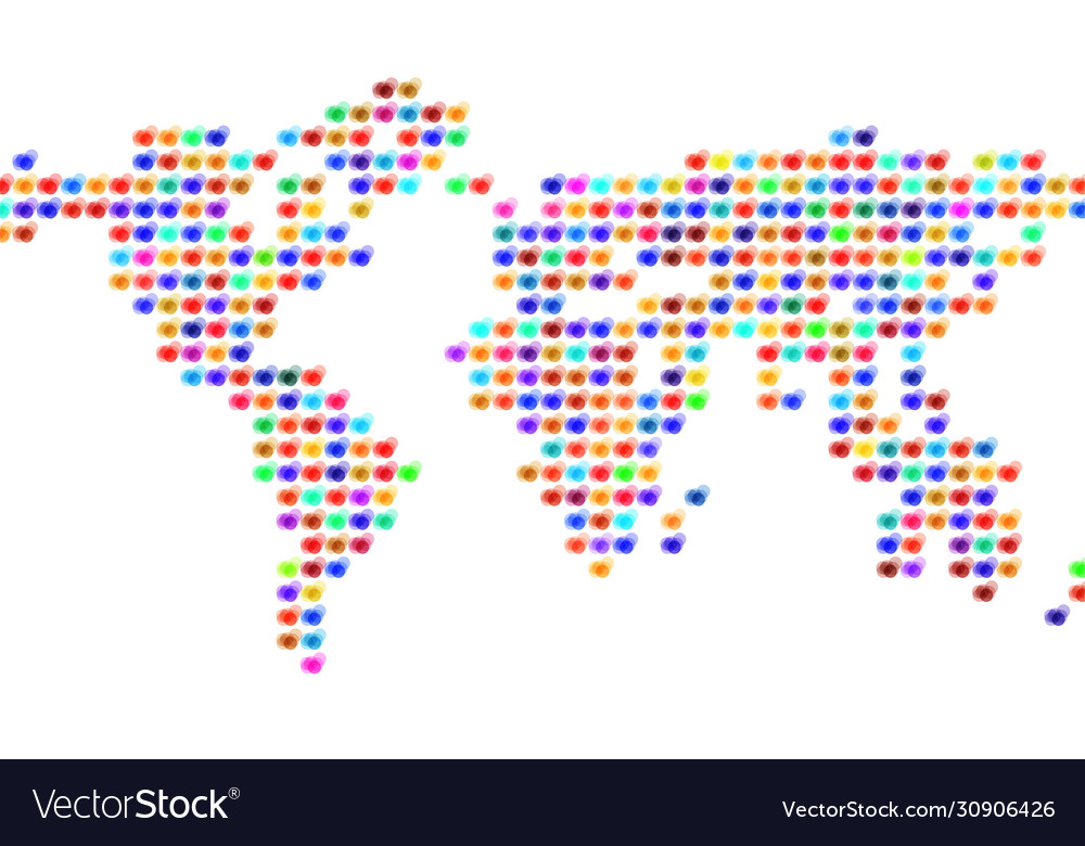 World map with colorful circles