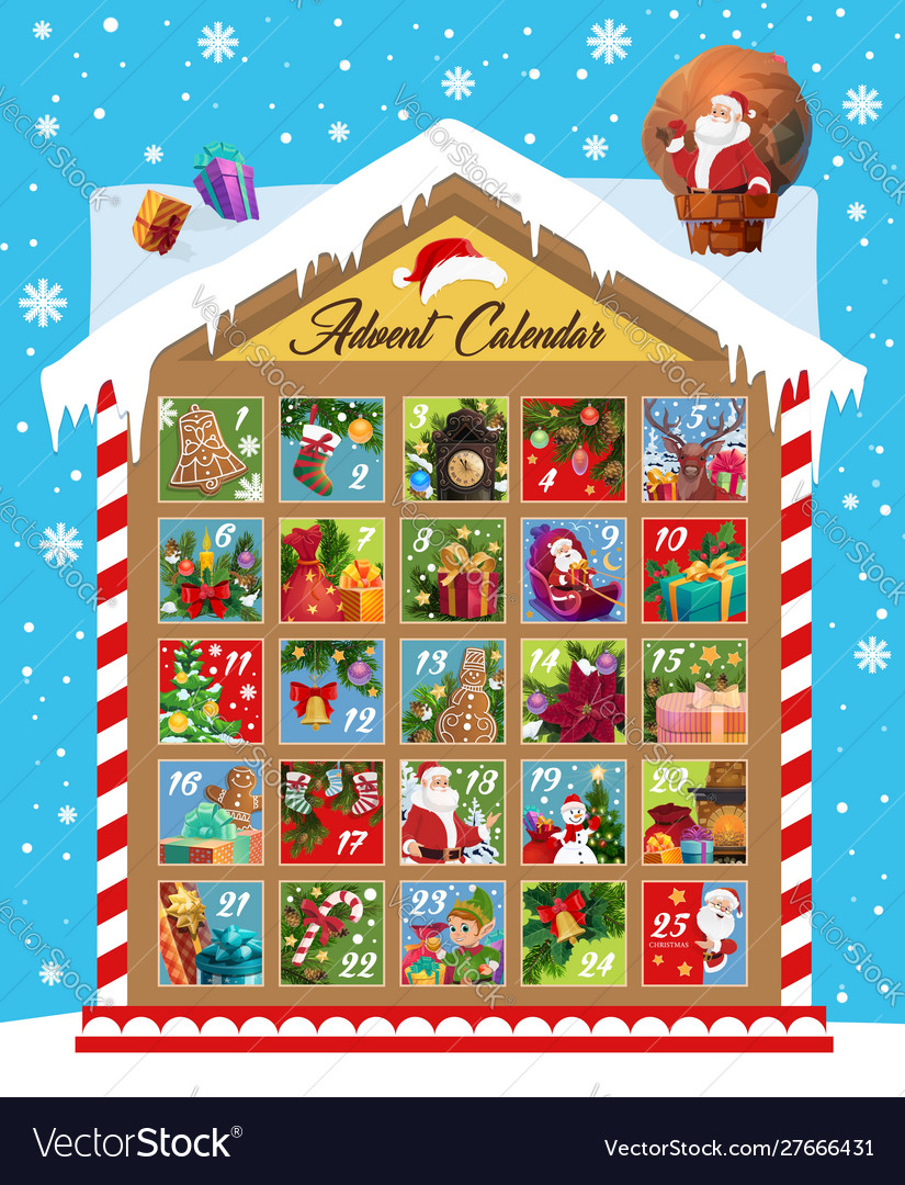 Advent calendar christmas and new year holidays Vector Image