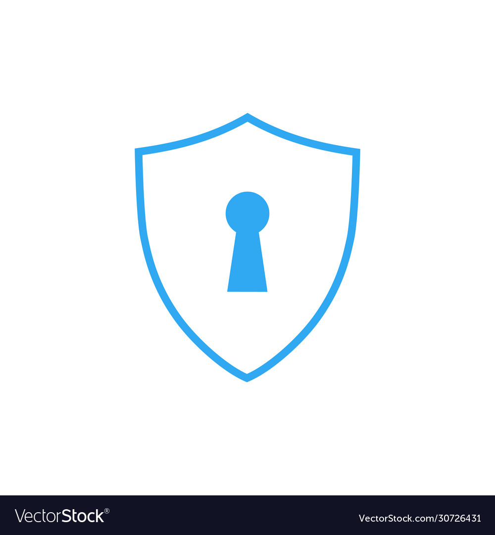 Blue shield with keyhole defense sign protection