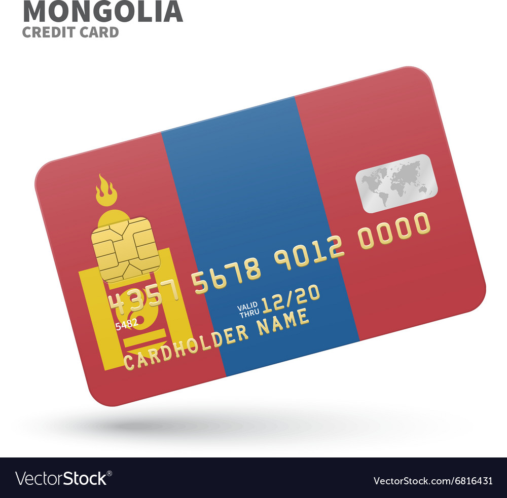 Credit card with mongolia flag background for bank