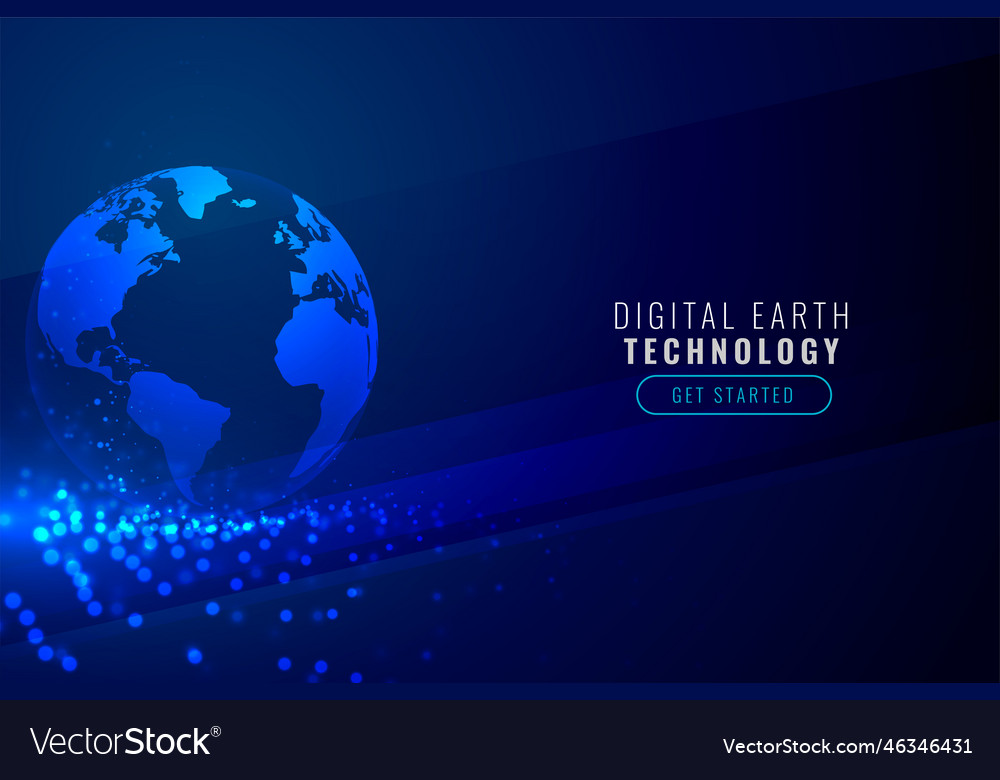 Digital earth with technology particle background