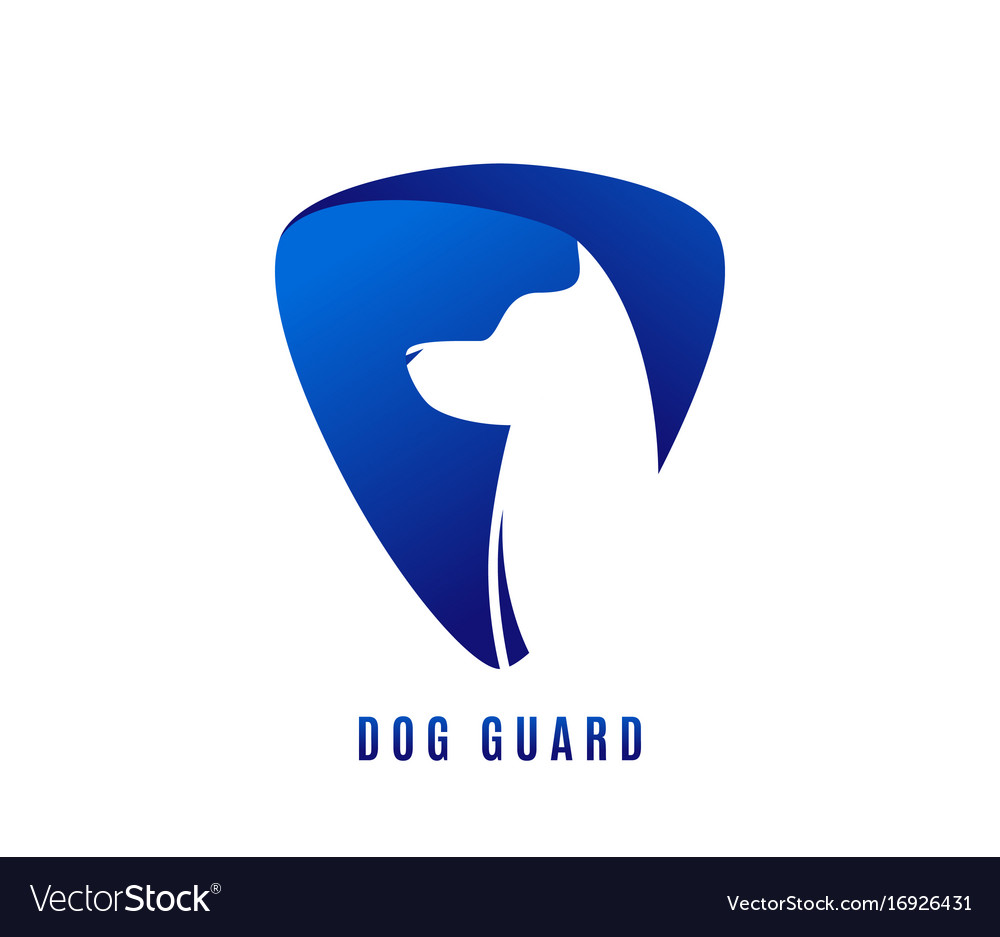 Dog guard logo with doggy Royalty Free Vector Image