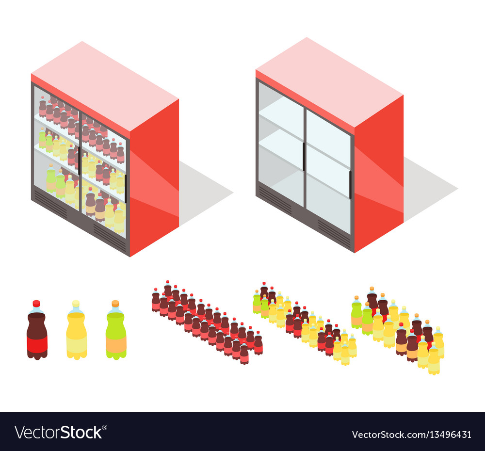 Getränke in Lebensmittelladen zeigen isometrische