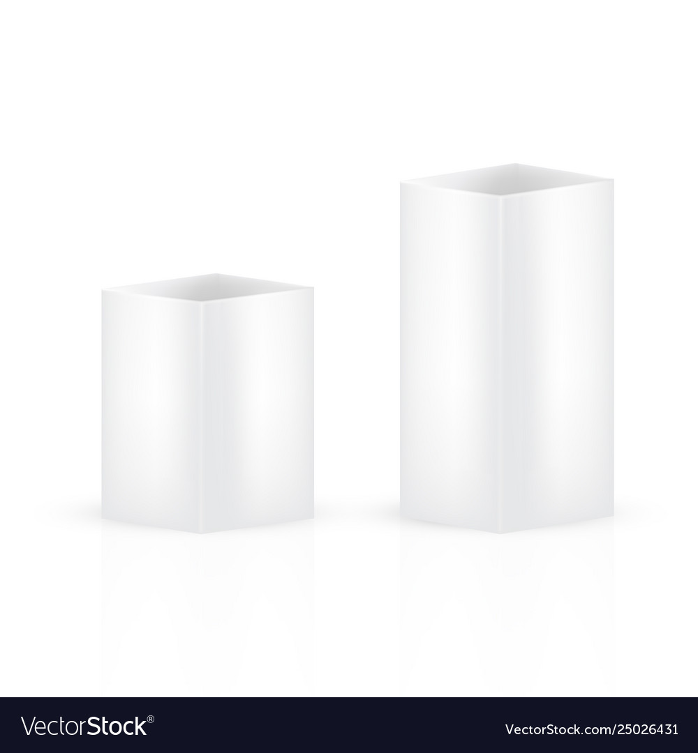 Empty Display Square Glass Vase On Isolated White Vector Image