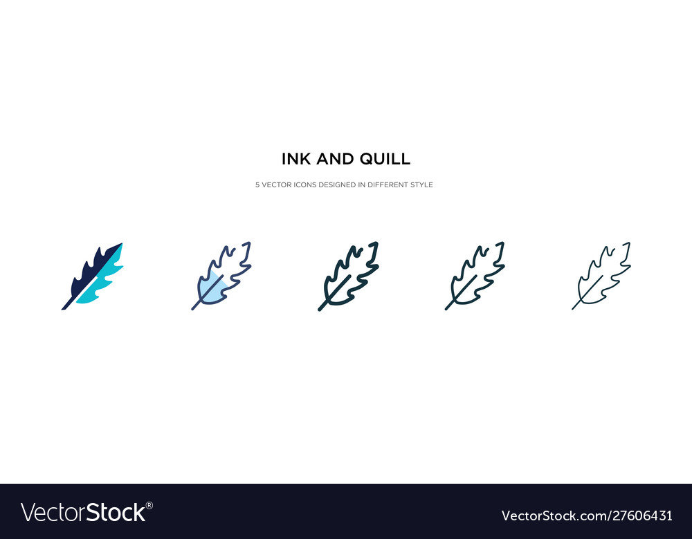 Ink and quill icon in different style two vector image Ink and quill icon in different style two