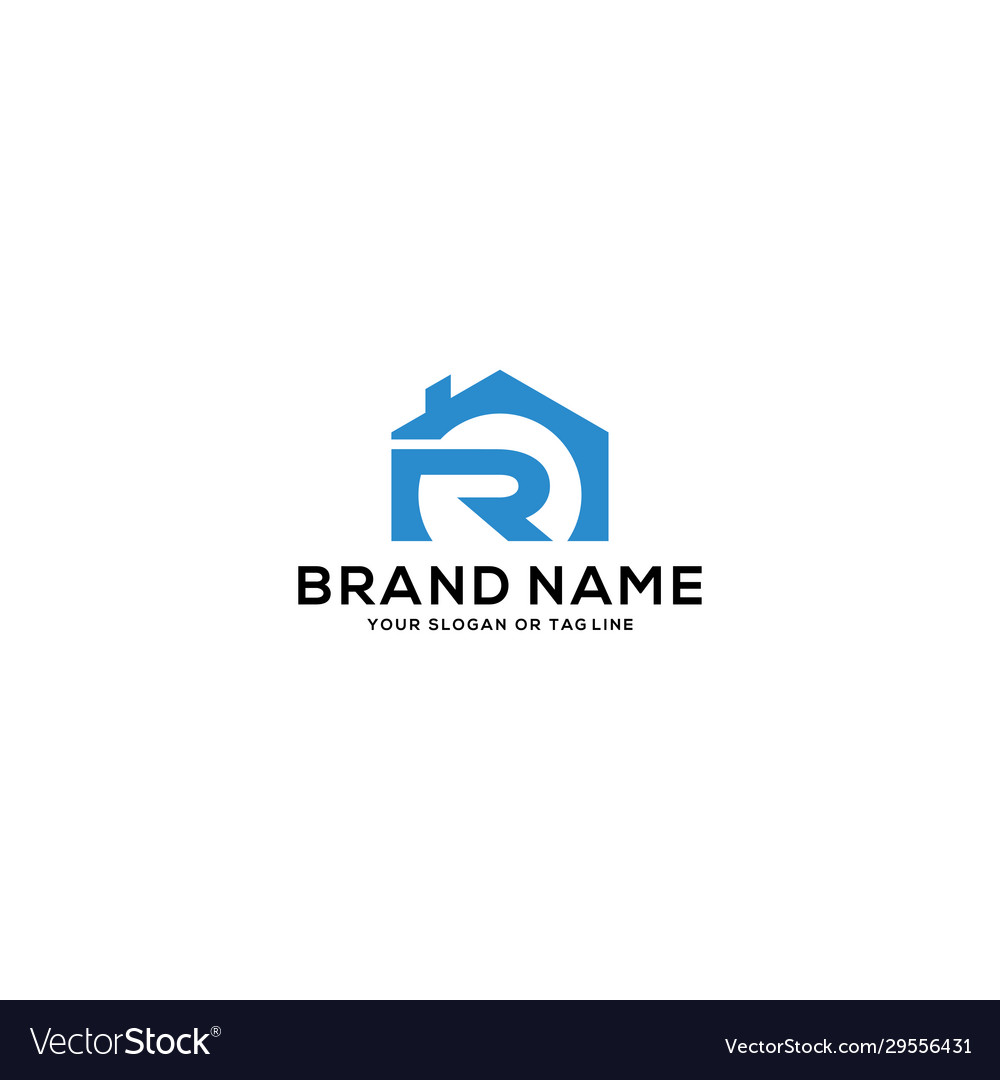 Letter r and home logo design Royalty Free Vector Image