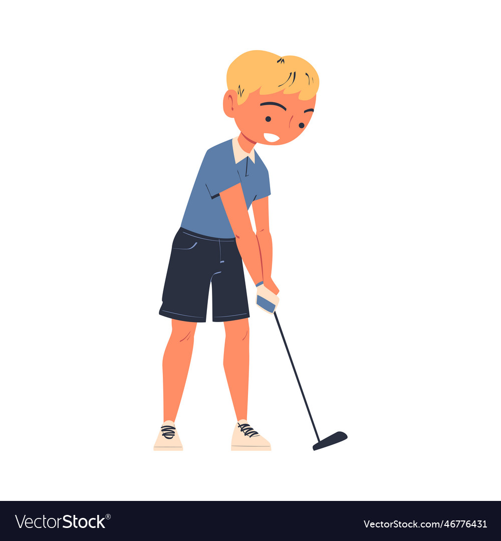 Man character playing golf with club enjoying Vector Image