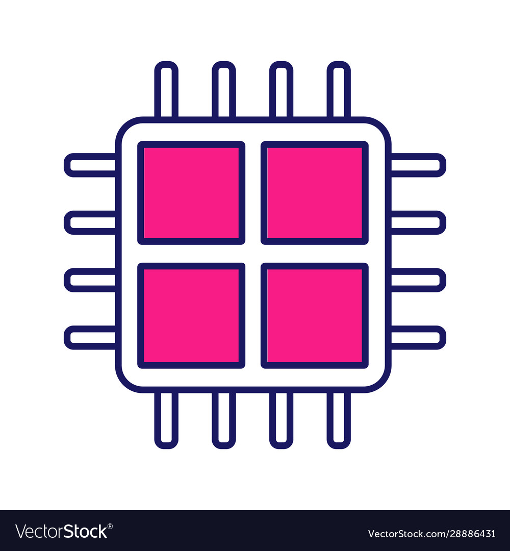 Quad core processor color icon