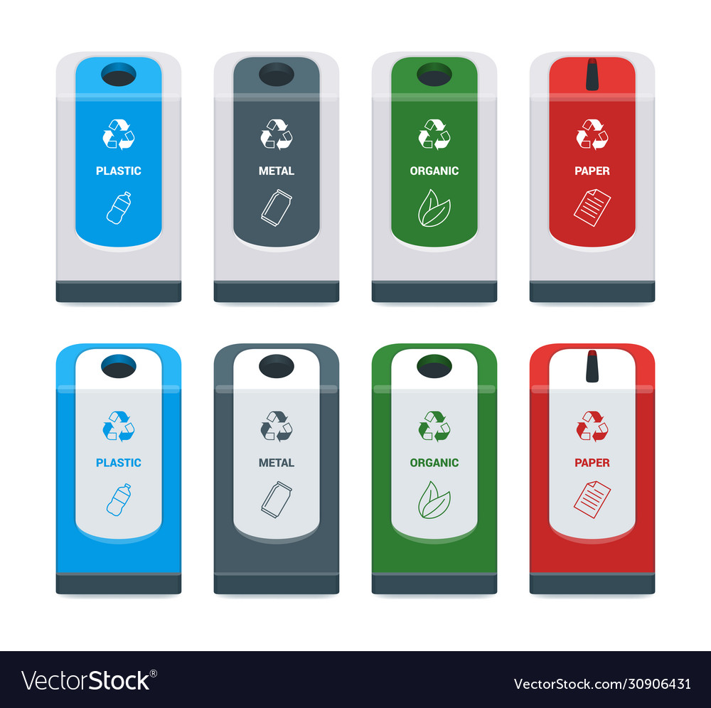 Recycling Bins Set Royalty Free Vector Image Vectorstock 1474