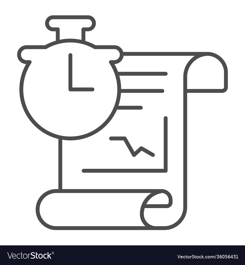 Report and clock thin line icon startup concept vector image Report and clock thin line icon startup concept