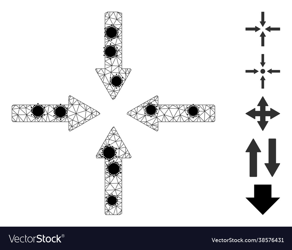 Shrink arrows polygonal mesh icon with pathogen Vector Image Shrink arrows polygonal mesh icon with pathogen
