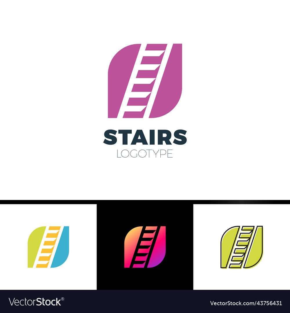 Stairs logotype simple form sign with negative vector image Stairs logotype simple form sign with negative