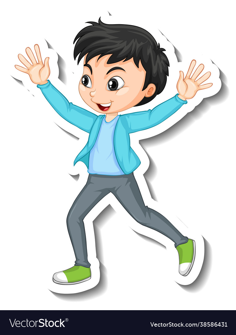 Sticker design with character a happy boy Vector Image Sticker design with character a happy boy