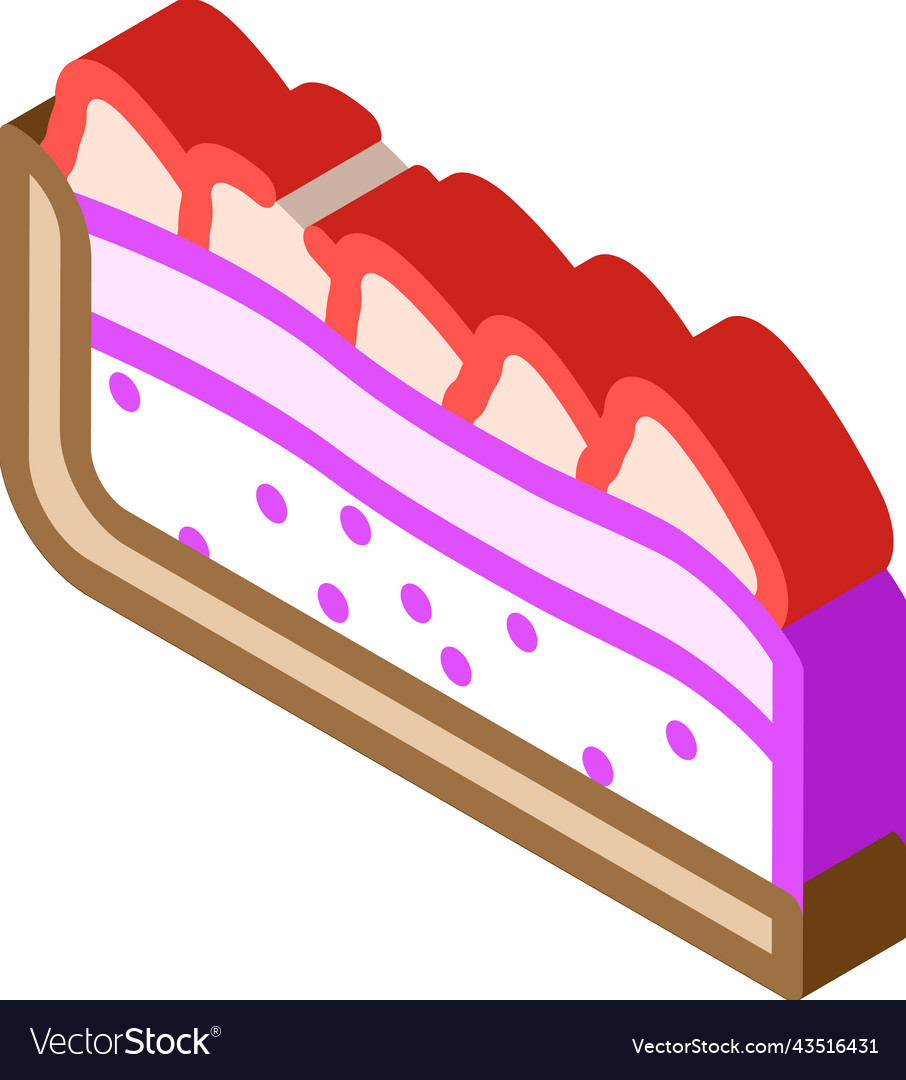 Strawberry pie dessert isometric icon Royalty Free Vector