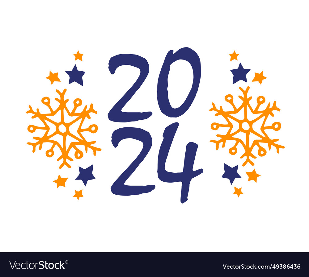 2024 Happy New Year Holiday Blue And Orange Vector Image