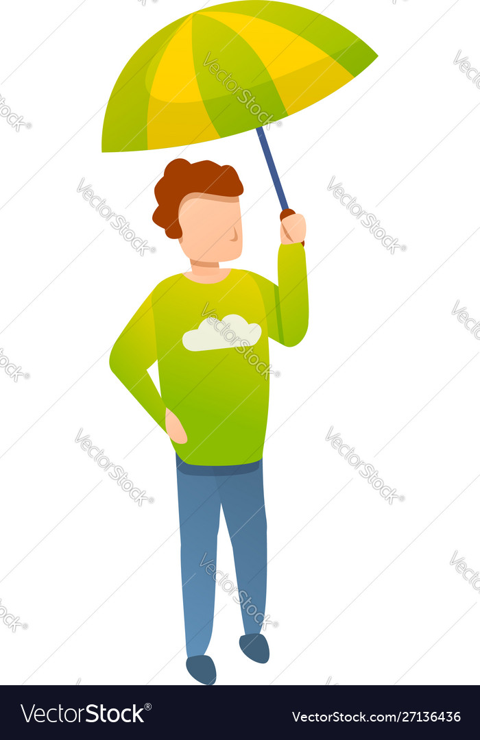 Boy green umbrella icon cartoon style Royalty Free Vector