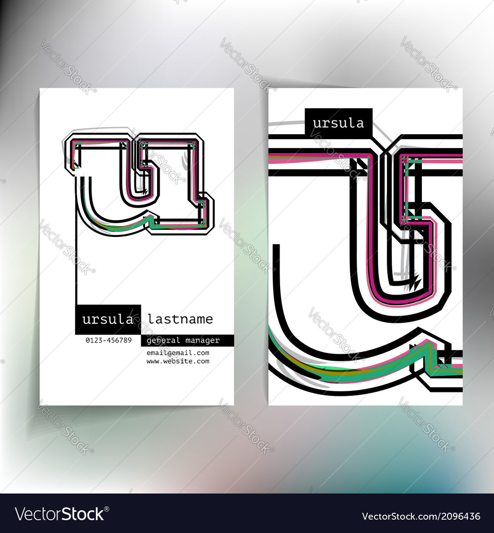 Business card design with letter u