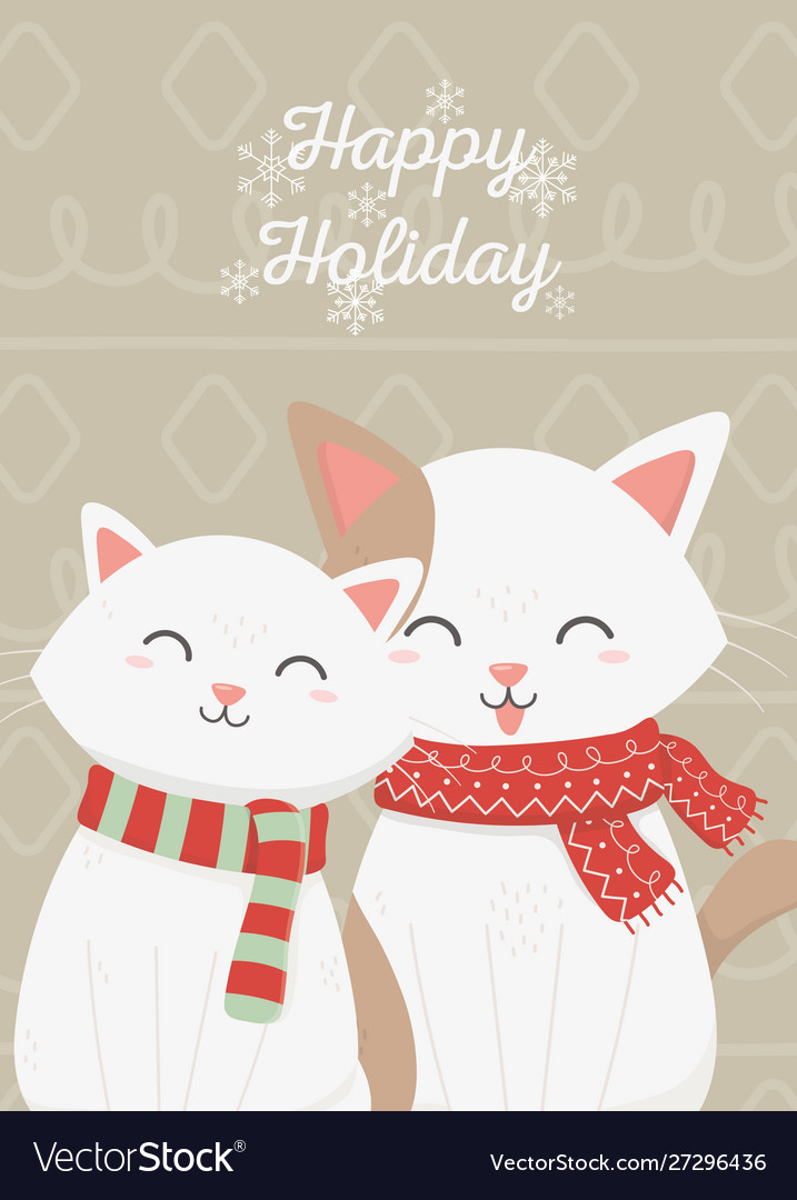 Cute cats celebration happy christmas card Vector Image