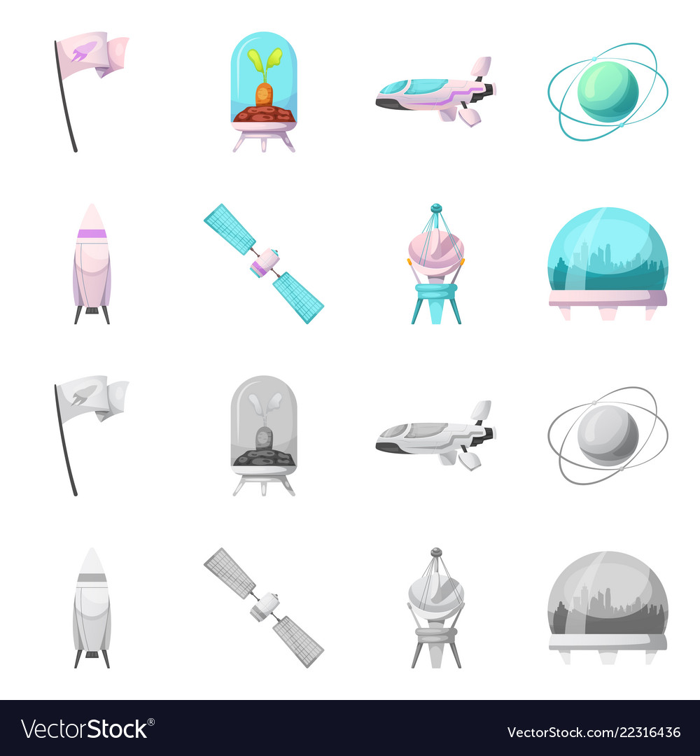 Design of mars and space symbol set vector image Design of mars and space symbol set