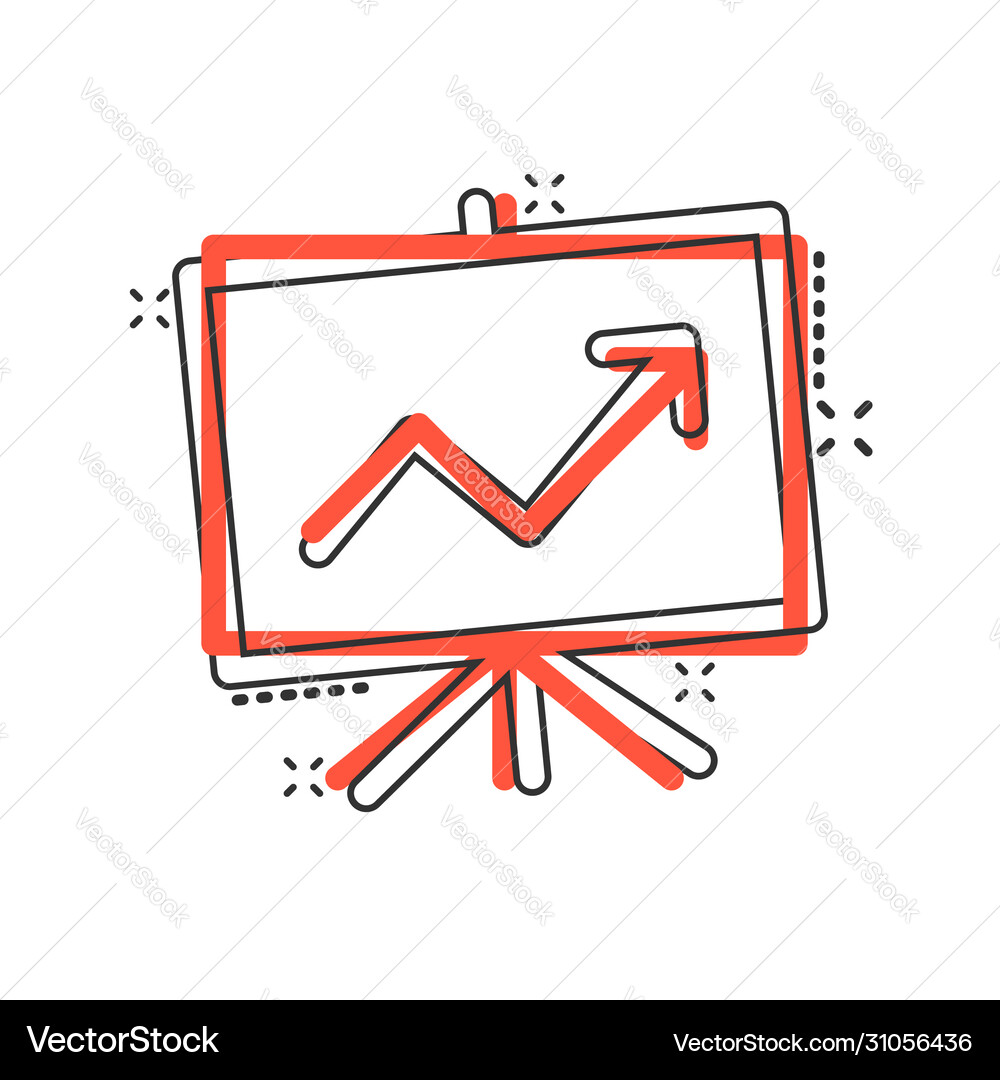 Growth diagram icon in comic style finance chart Vector Image