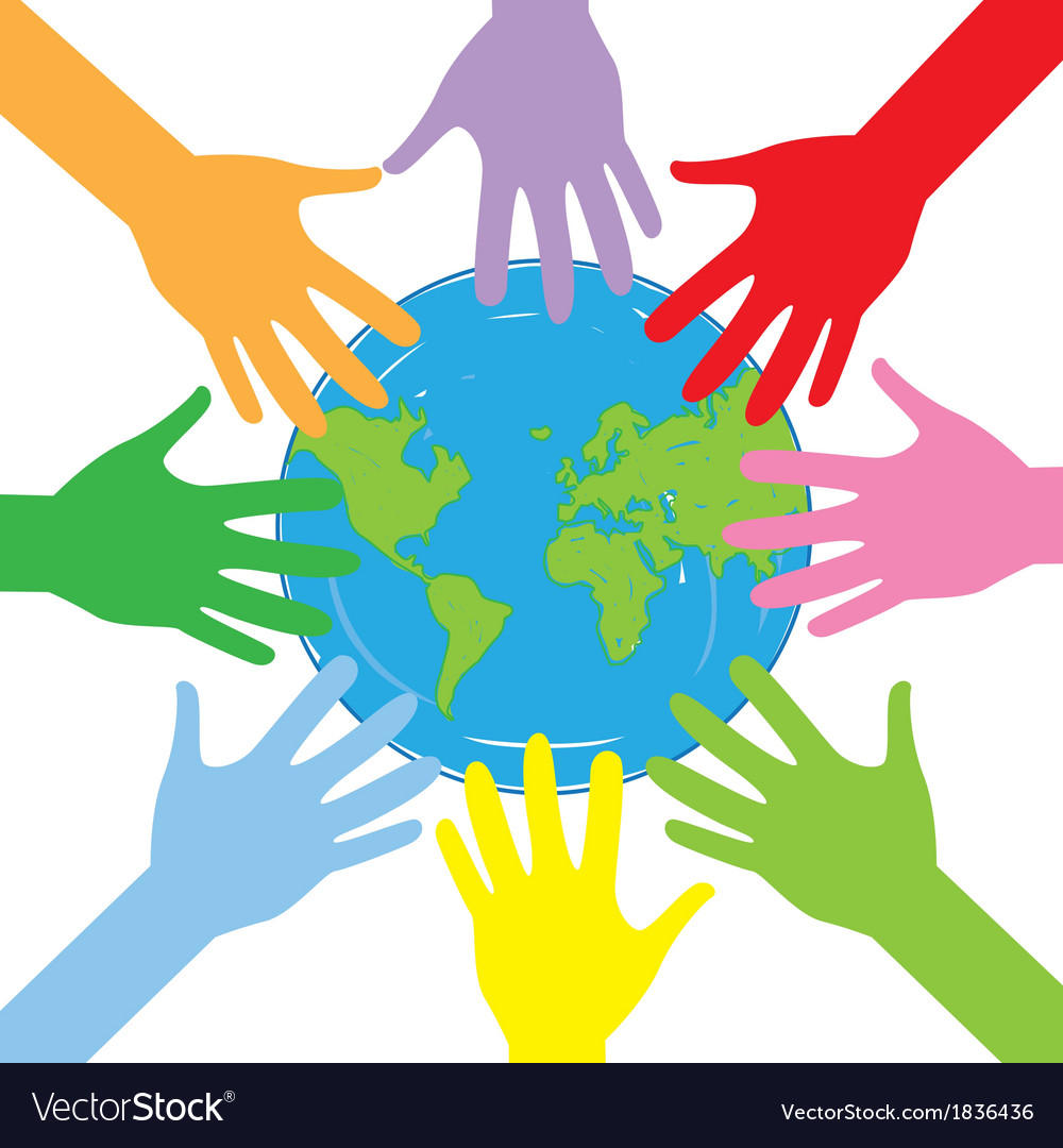 Hands around the globe Royalty Free Vector Image