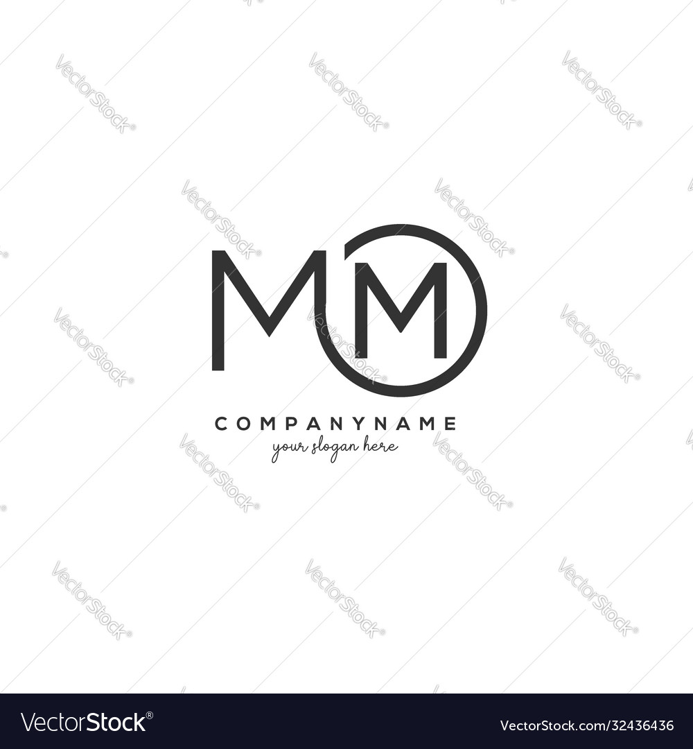 Initial mm letter logo with circle template Vector Image