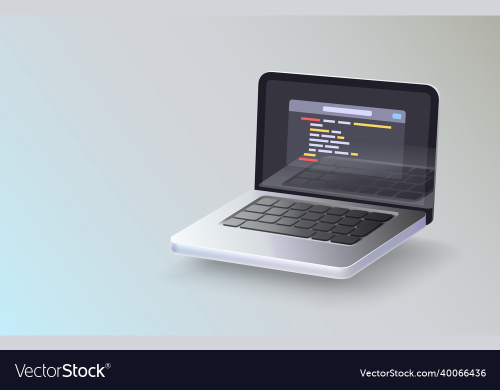 Laptop Programmiercode Projekt App Entwickler vector image Laptop Programmiercode Projekt App Entwickler