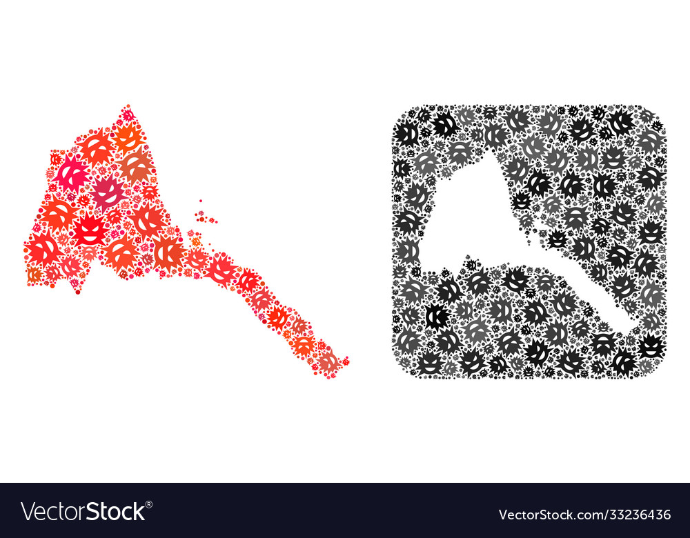 Map eritrea - evil virus collage with empty vector image Map eritrea - evil virus collage with empty