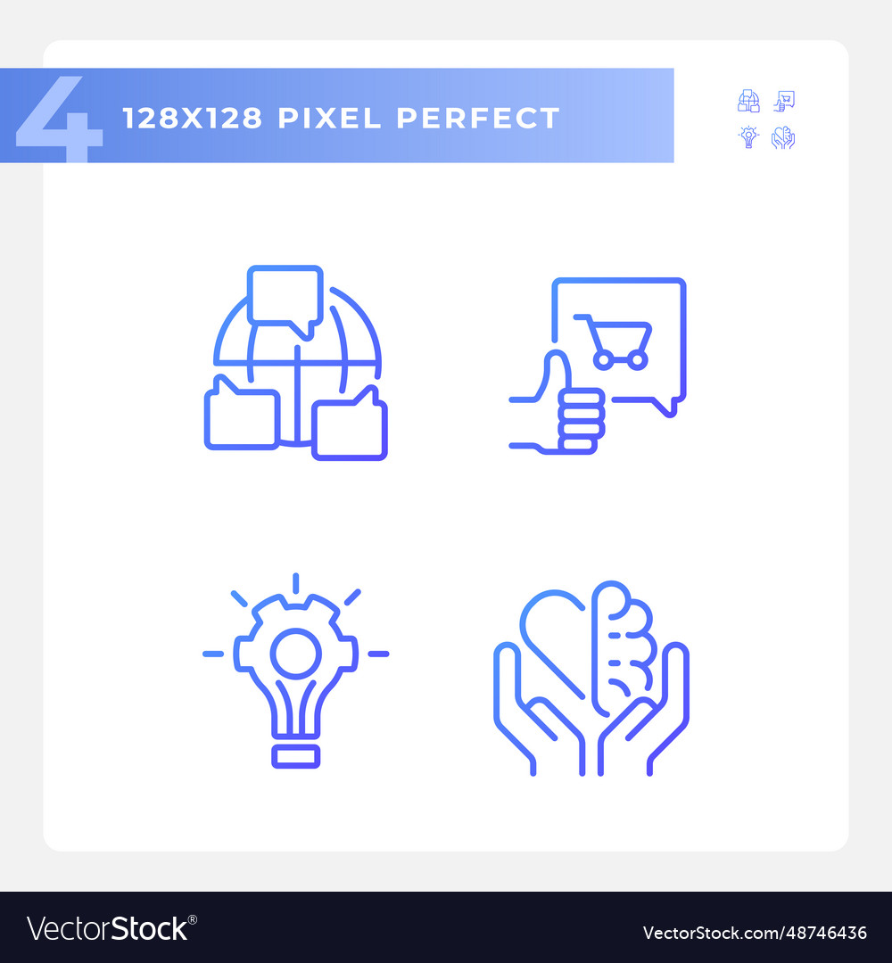 Pixel perfect gradient soft skills icons set vector image Pixel perfect gradient soft skills icons set