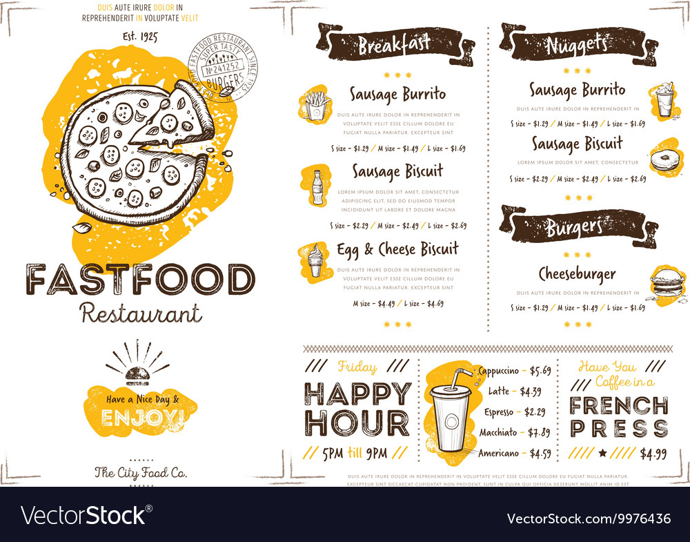 restaurant cafe fast food menu template royalty free vector french cafe menu template